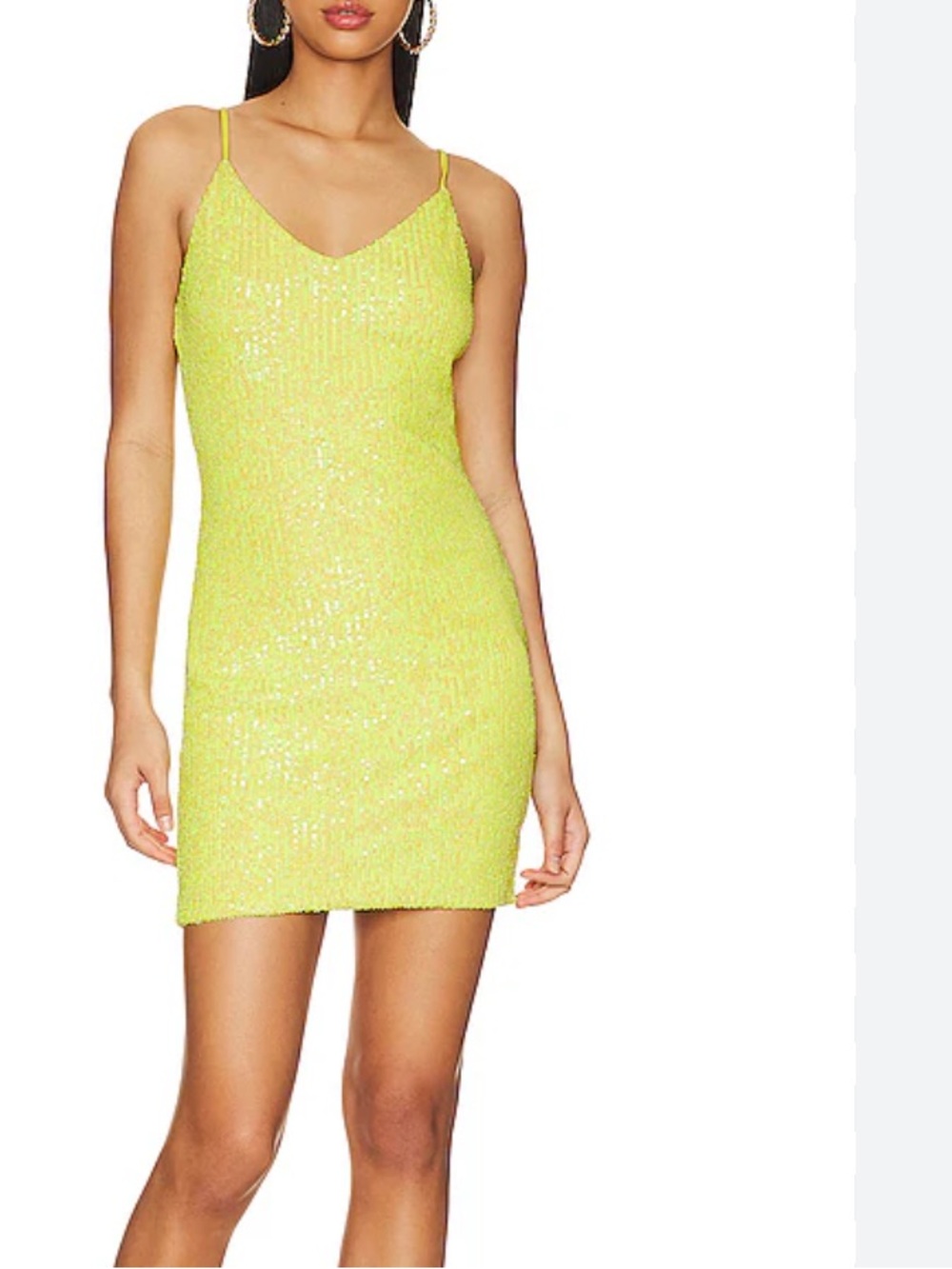 Rumored Sequin Slip Mini Dress in Neon Yellow